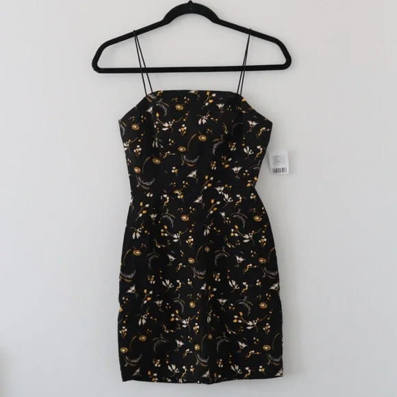 blue dress for baby girl Urban Outfitters UO Mabel Black Blue Floral High-Neck Empire Mini Dres –  Vanessa Jane main image 0